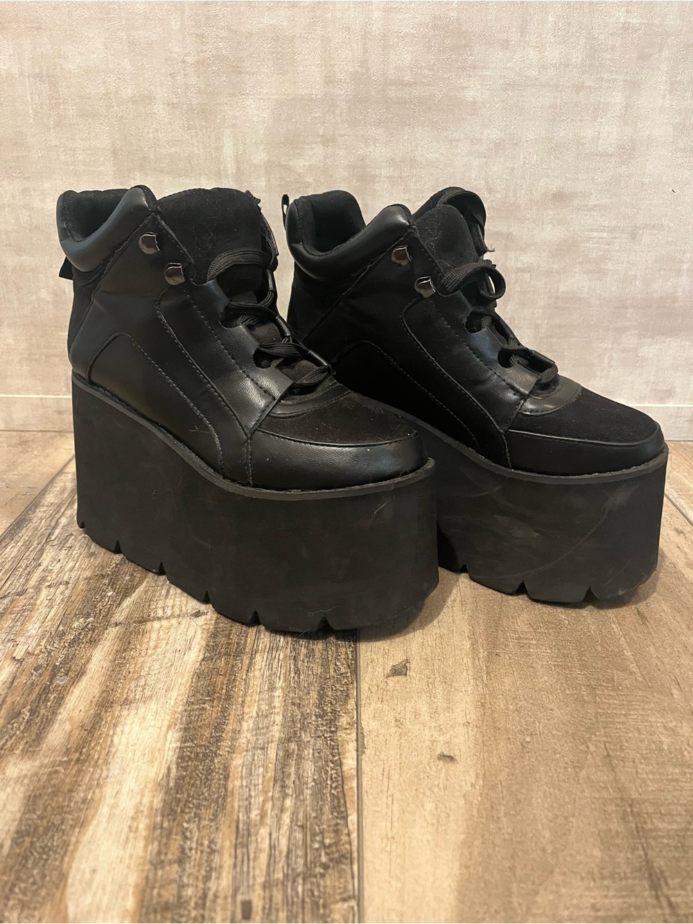 Edgy Black Platform Sneakers